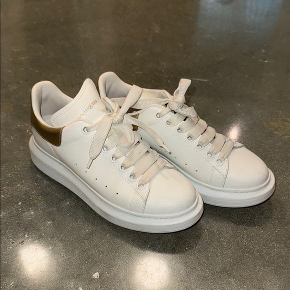 Alexander McQueen White and Gold Sneakers - Picture 1 of 7